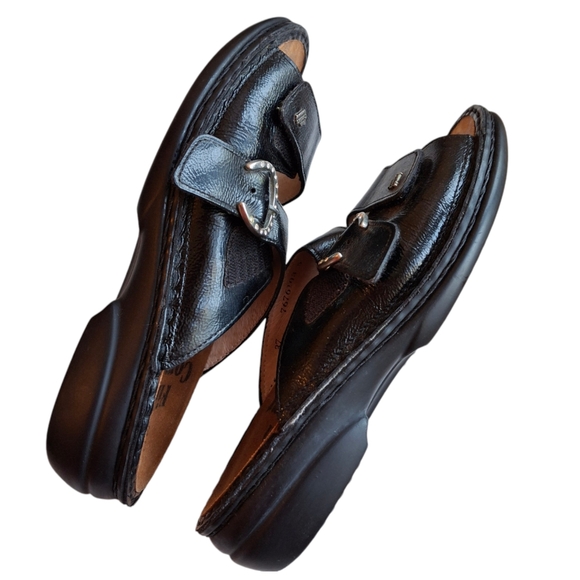 Finn Comfort Mumbai Black Leather Slip-On Sandals Women Size 7 Made in Germany - Picture 4 of 13